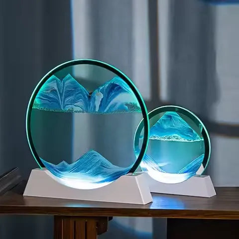 3D Moving Sand Art LED Table Lamp & Hourglass Sandscape