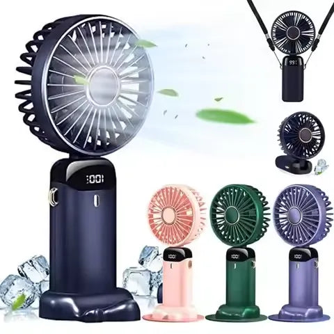 5-Speed Portable Foldable LED Display Rechargeable Hand Fan