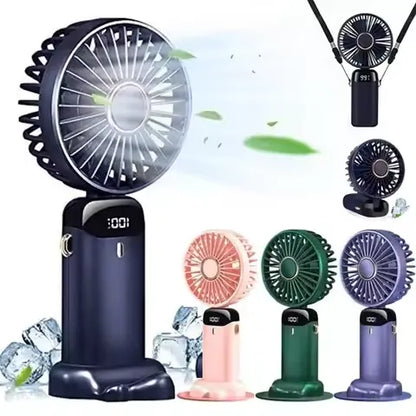 5-Speed Portable Foldable LED Display Rechargeable Hand Fan