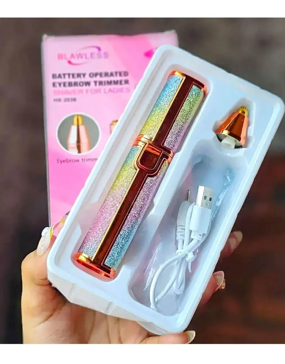 Rechargeable 2-in-1 Flawless Facial Hair Remover & Eyebrow Trimmer
