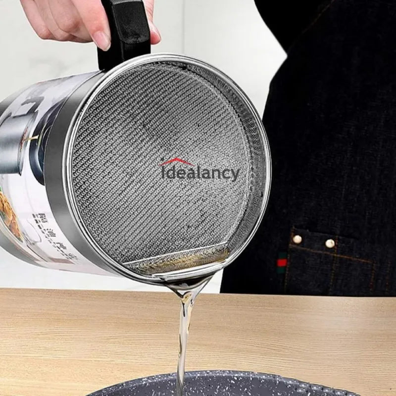 1.4L Stainless Steel Oil Filter Pot & Grease Storage Container