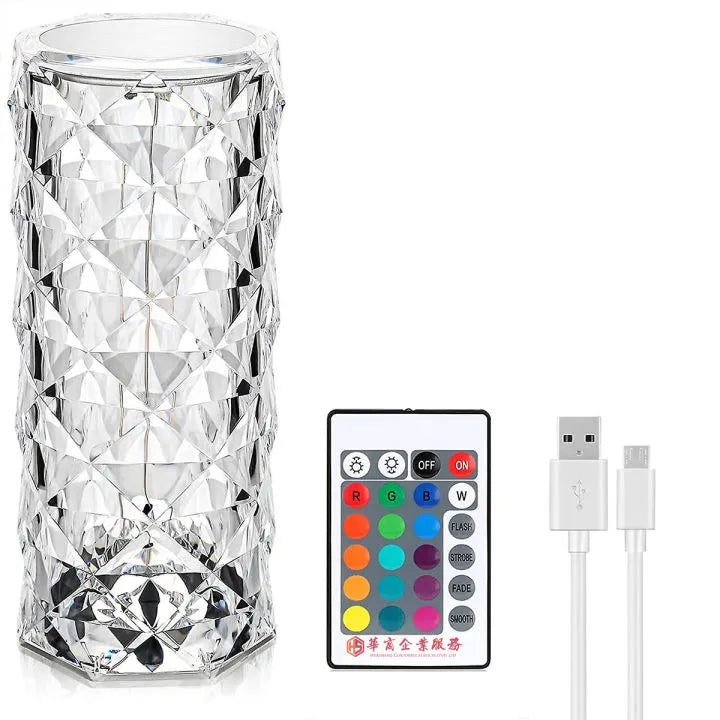 Crystal Diamond Rose Touch & Remote Control Table Lamp