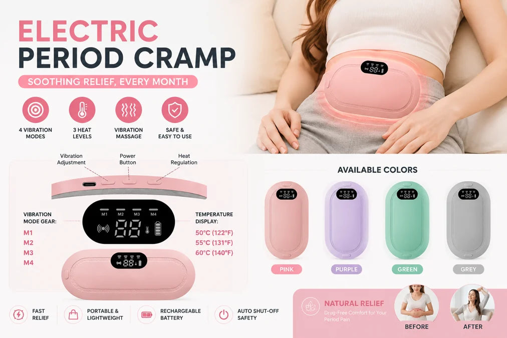 Rechargeable Electric Period Cramp Massager & Heating Belt