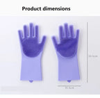Multipurpose Magic Silicone Dishwashing & Cleaning Gloves with Built-in Scrubber