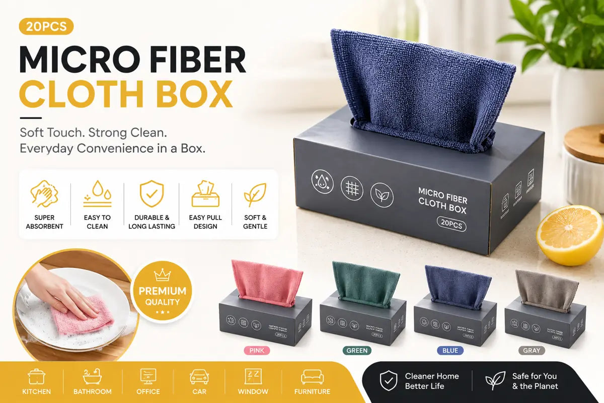 Extractable Microfiber Cleaning Cloth Box (20-Piece Pack)