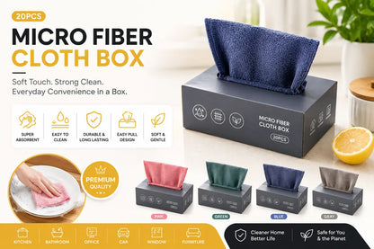 Extractable Microfiber Cleaning Cloth Box (20-Piece Pack)