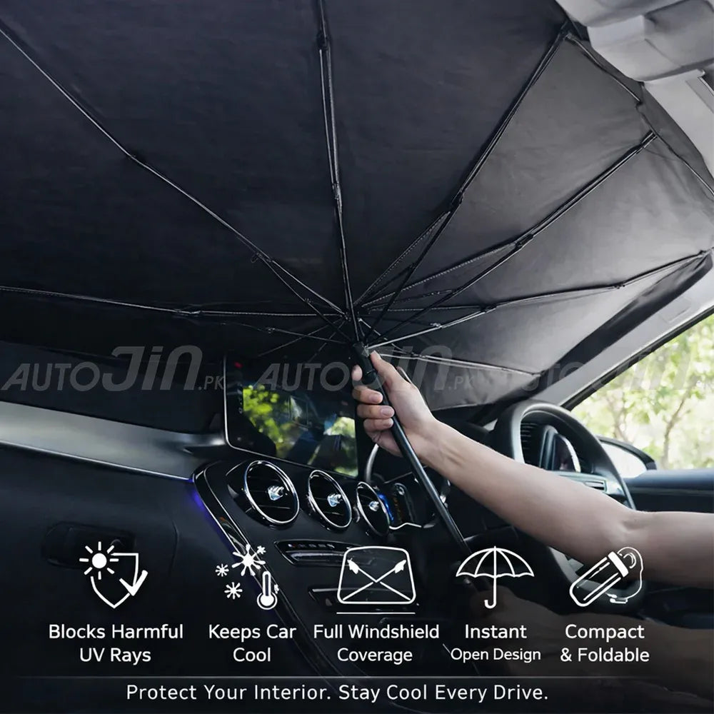 Foldable Windshield Car Umbrella Sunshade with UV Heat Blocker