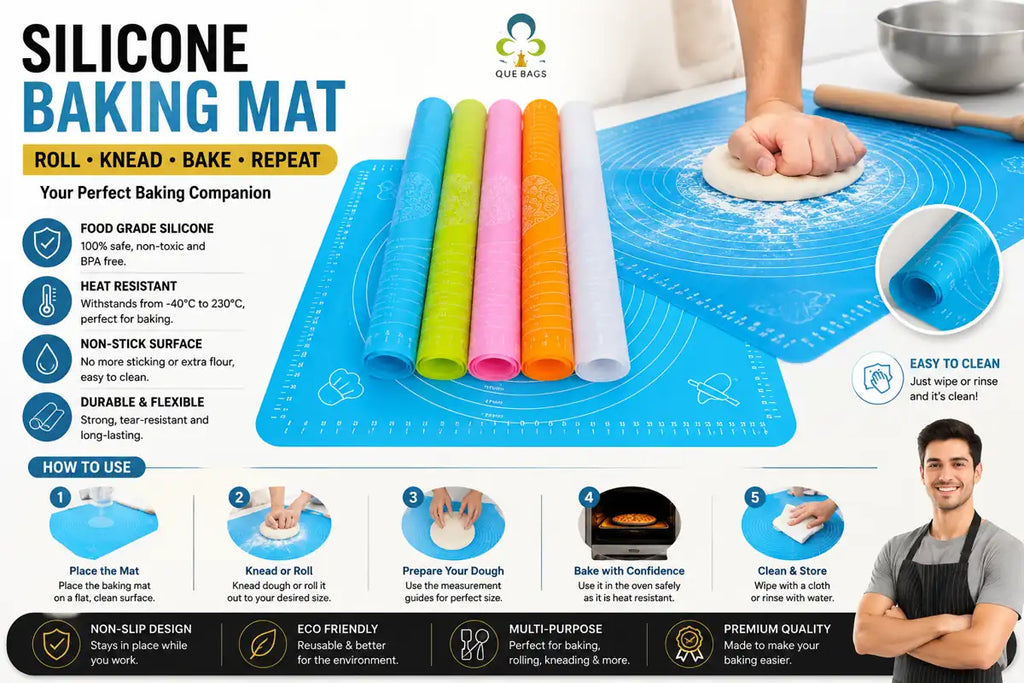 Non-Stick Silicone Roti & Pastry Rolling Mat with Measurement Markings