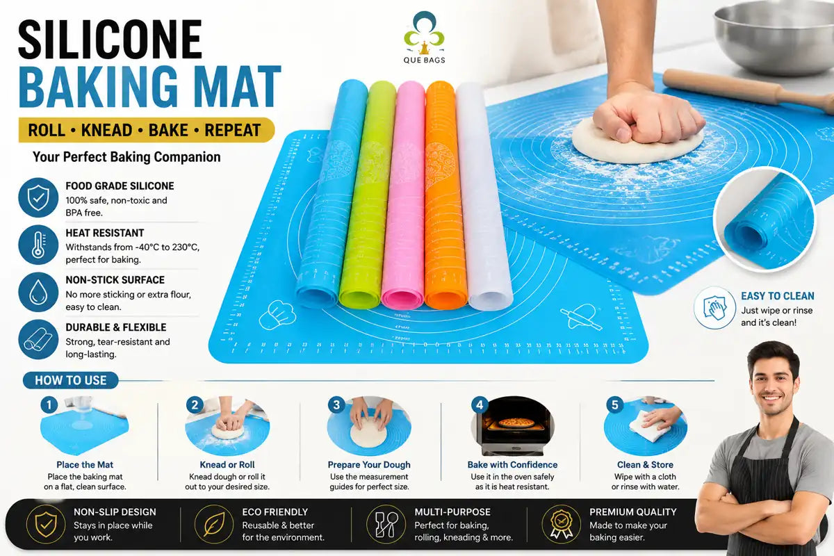 Non-Stick Silicone Roti & Pastry Rolling Mat with Measurement Markings