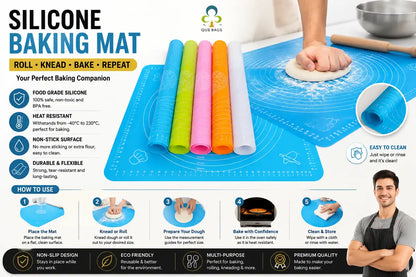 Non-Stick Silicone Roti & Pastry Rolling Mat with Measurement Markings