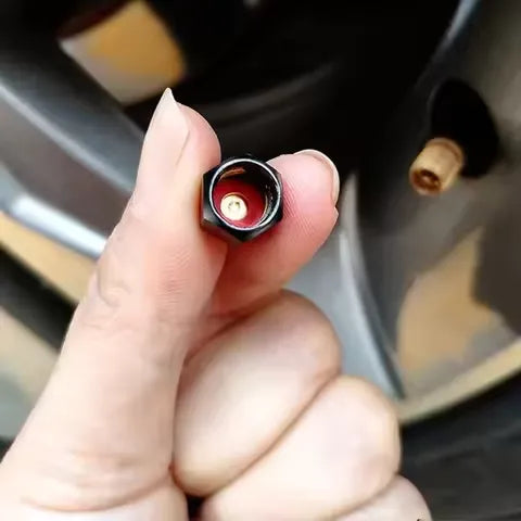 Universal Anti-Theft Metal Tyre Valve Stem Caps (Pack of 4)