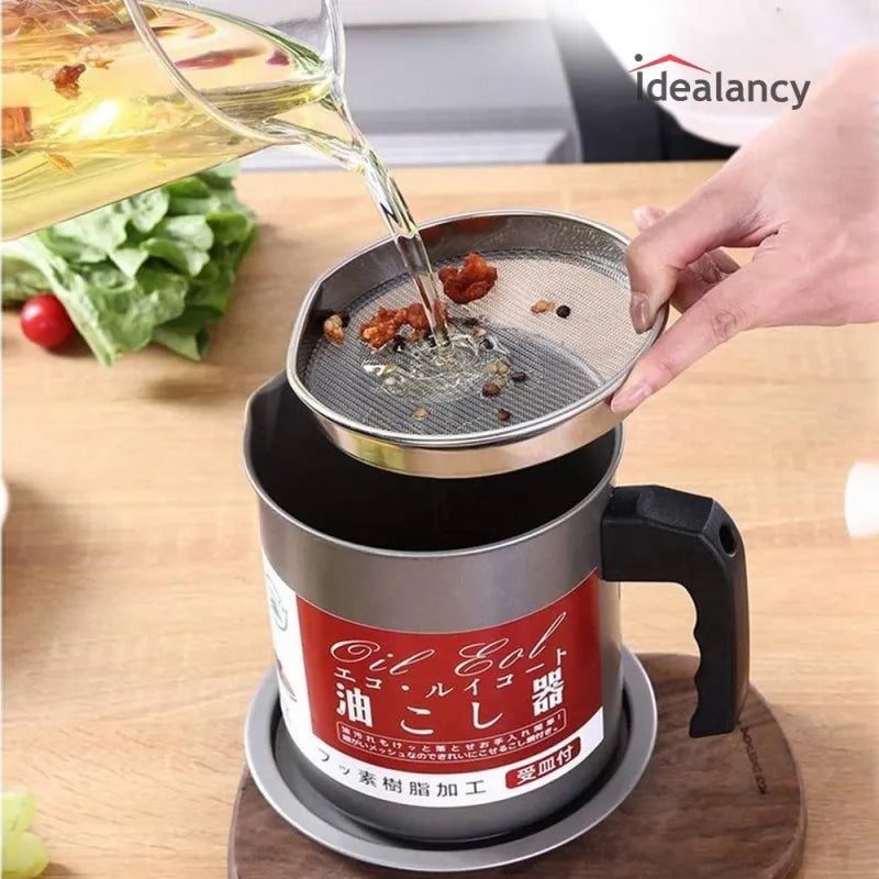 1.4L Stainless Steel Oil Filter Pot & Grease Storage Container