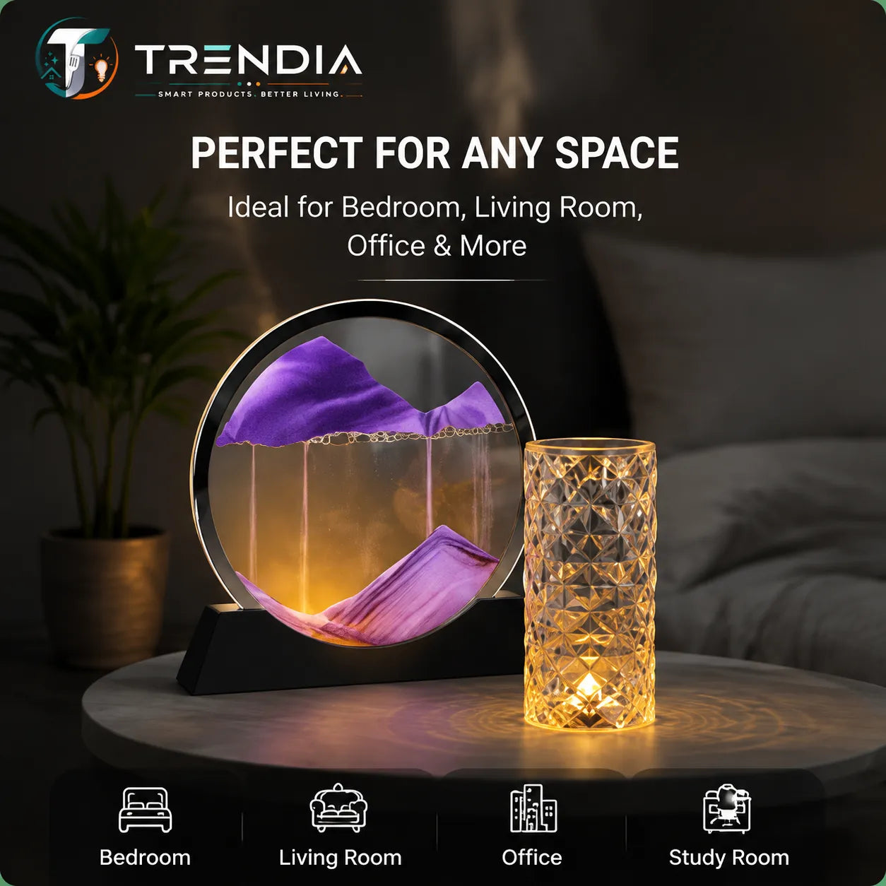 3D Moving Sand Art Lamp & Diamond Crystal LED Light