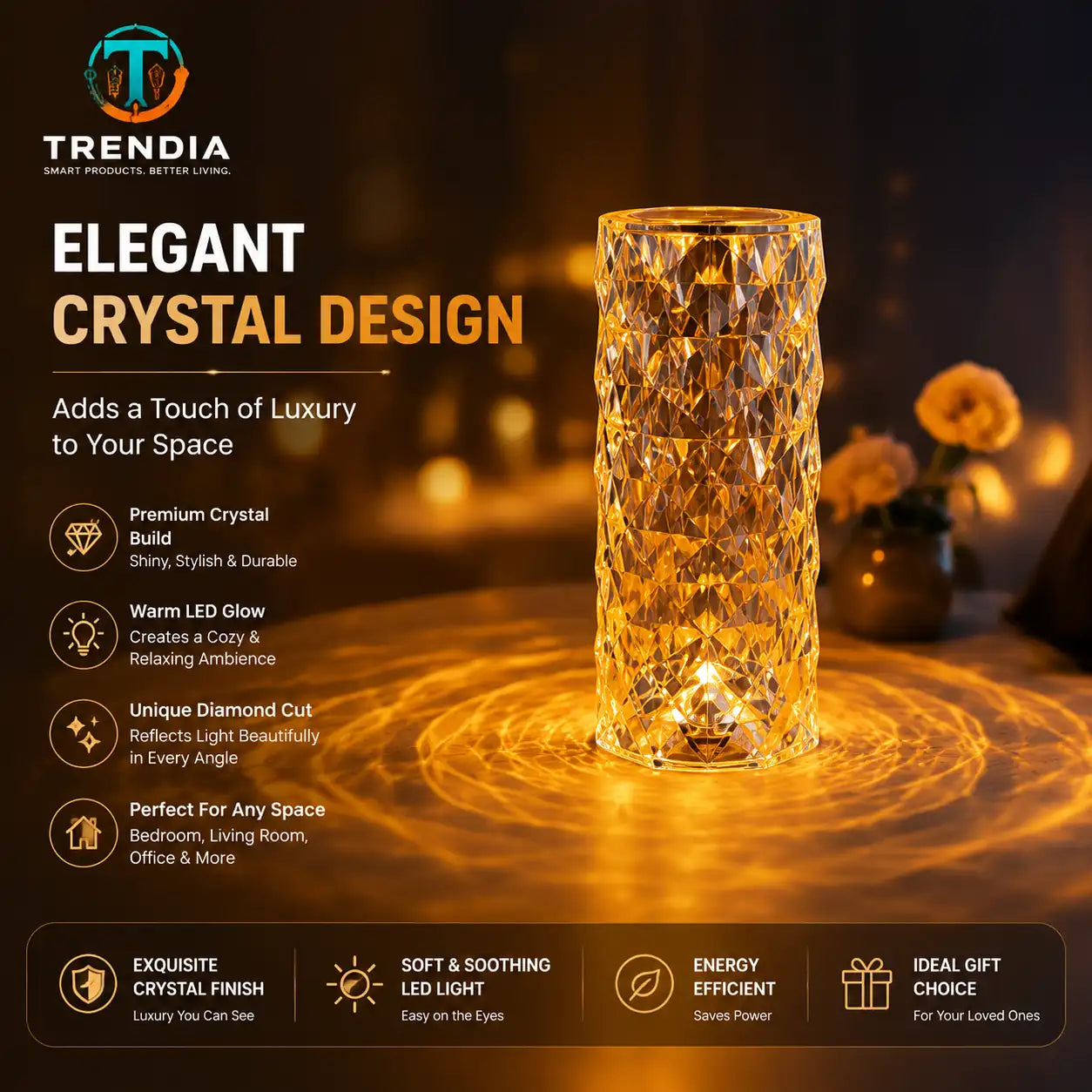 3D Moving Sand Art Lamp & Diamond Crystal LED Light