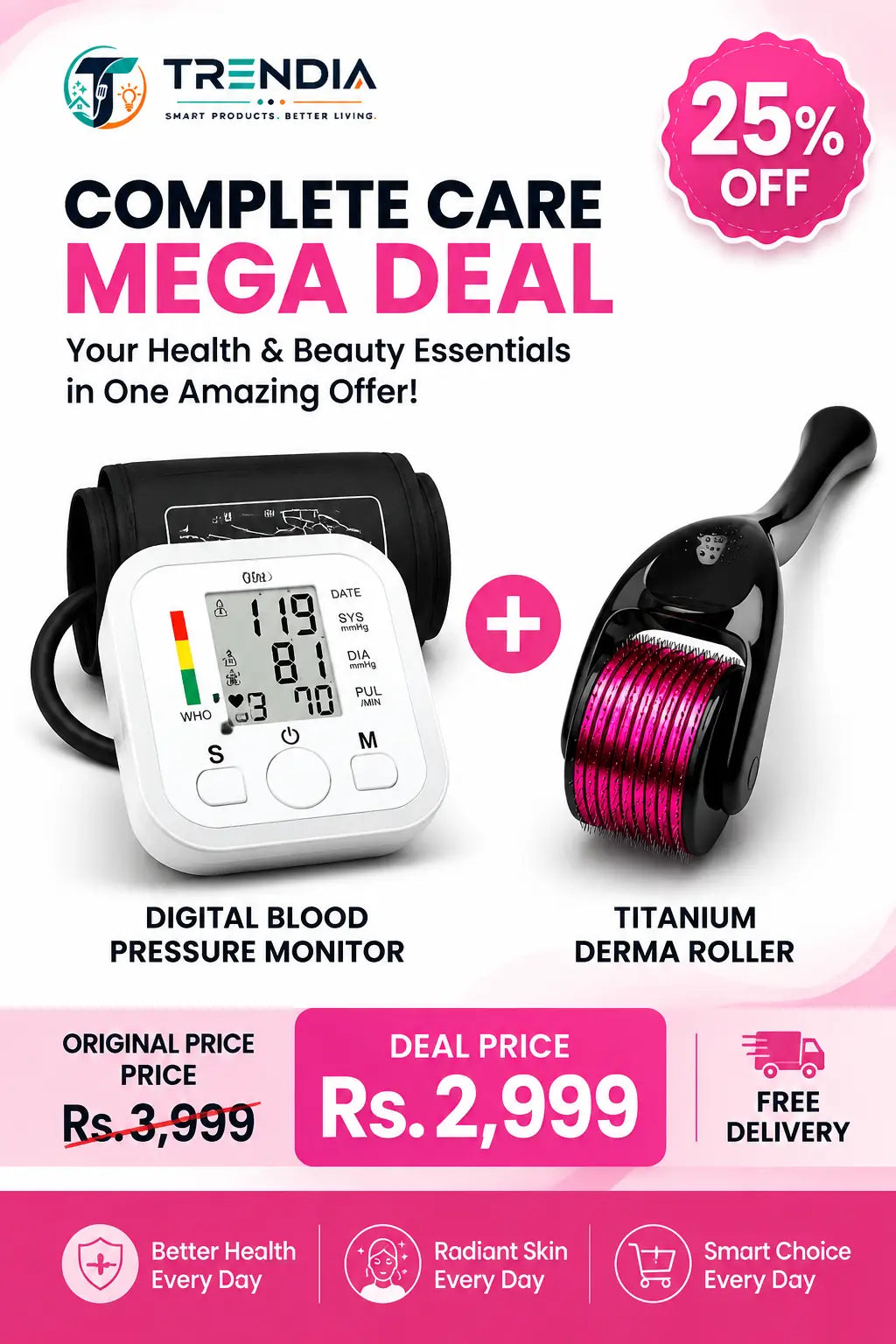 Digital Blood Pressure Monitor & Titanium Derma Roller Set