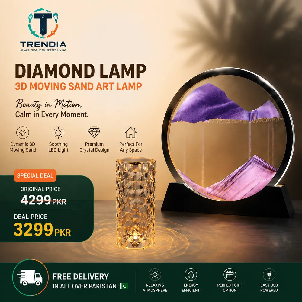 3D Moving Sand Art Lamp & Diamond Crystal LED Light