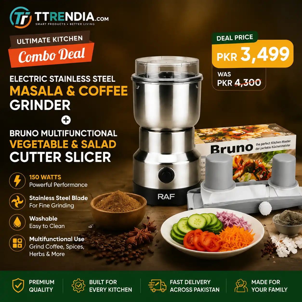 Electric Masala Grinder & Bruno Vegetable Slicer Combo