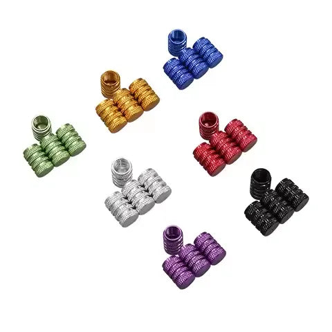Universal Anti-Theft Metal Tyre Valve Stem Caps (Pack of 4)